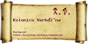 Kolonics Verbéna névjegykártya